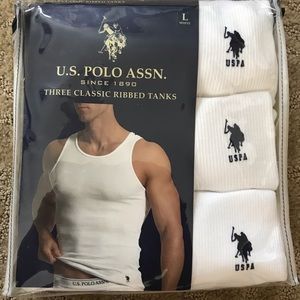 U.S. Polo Assn. cotton ribbed tanks, three pack, L